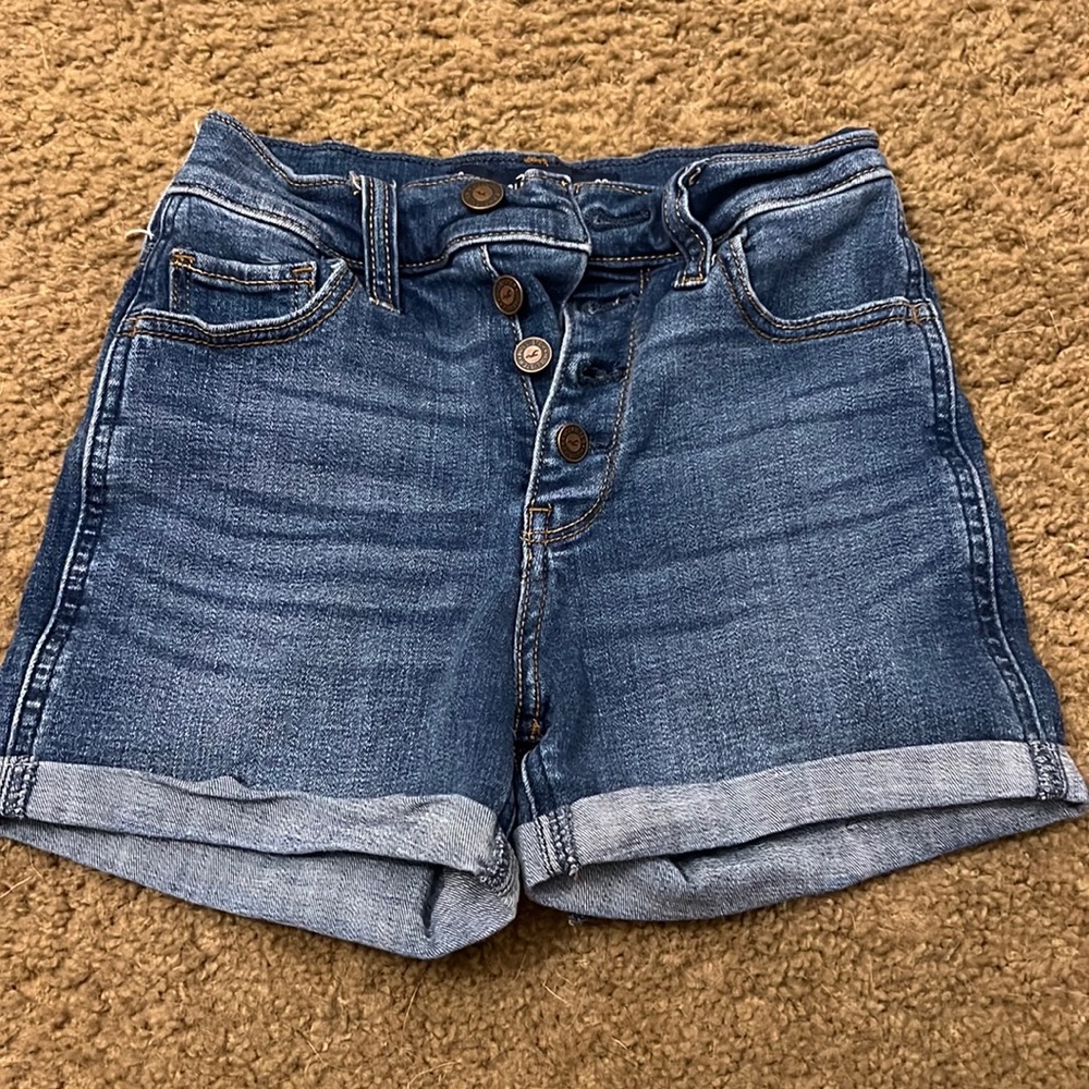 HOLLISTER HIGH RISE BLUE JEAN SHORTS SIZE 00